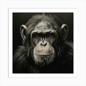 Portrait Of Chimpanzee In Charcoal 945390133 Art Print