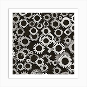 Gears On A Black Background 7 Art Print