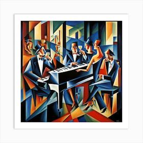 Piano Lounge Cubism Art Print