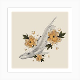 flower whale Art Print