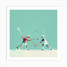 Two Lacrosse Players In Action Art Print