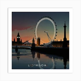 London Eye At Sunset Art Print