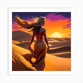 Sunset Model Sand Dunes Art Print