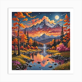 Sunset In The Mountains 7 Art Print