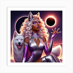 Afrovampyre and White Wolf Solar Eclipse 1 Art Print