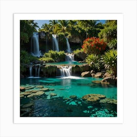 Waterfalls In The Jungle 2 Art Print