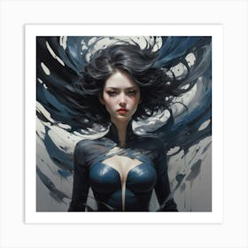 Sexy Girl With Black Hair Art Print