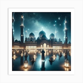 Islamic Mosque At Night 8 Art Print