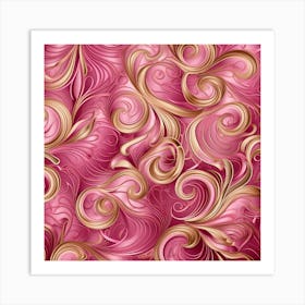 Pink And Gold Swirls 2 Art Print