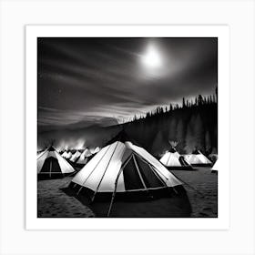 Tents At Night 1 Art Print