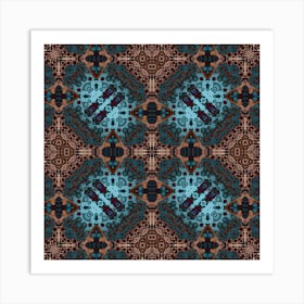 Blue And Red Detailed Pattern Art Print