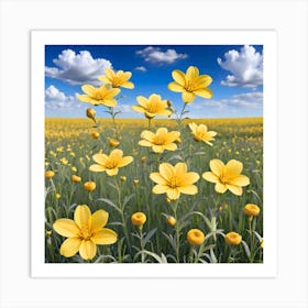 Field Of Yellow Flowers 15 Art Print