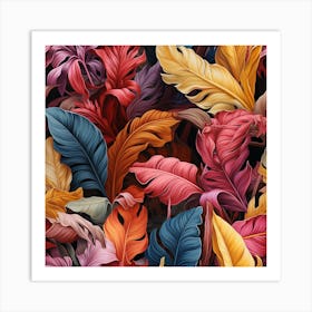 Seamless Tropical Leaves Pattern Art Print