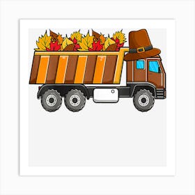 Kids Construction Vehicle Thanksgiving Pumpkin Fall Autumn Art Print