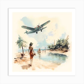 Retro Radiance: Watercolour Nostalgia Art Print