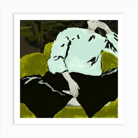 Woman On Yellow Chair 1 Art Print