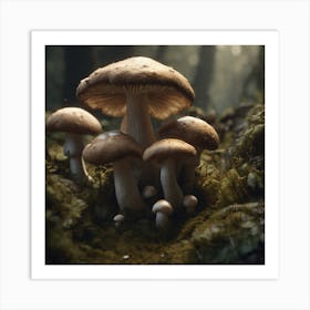 Mushrooms In The Forest 21 Art Print