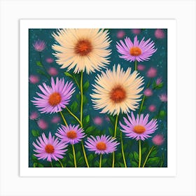 Aster Flowers 11 Art Print