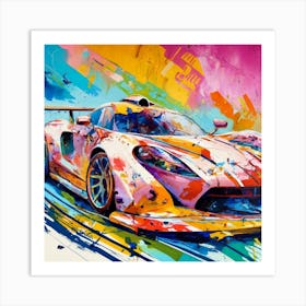 Racetrack Sports Car Cars Racing On Racetrack (2) Art Print