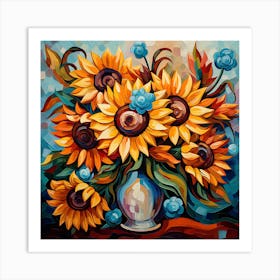 Sunflowers In A Vase 3 Art Print