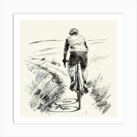 Drawing Of A Cyclist Art Print