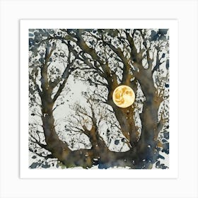 Moon In The Trees Art Print