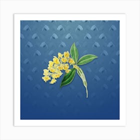 Vintage Dense Flowered Dendrobium Botanical on Bahama Blue Pattern n.0448 Art Print