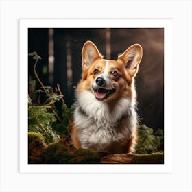 Corgi In The Forest Art Print