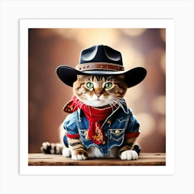 Cute Cowboy Cat Art Print