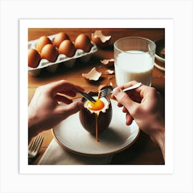 Broken Egg On A Plate Art Print