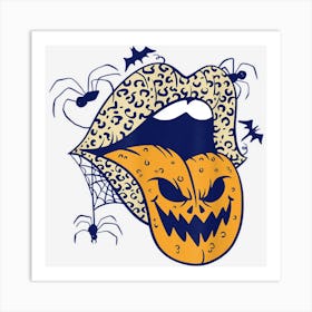 Halloween Leopard Lips Shirt Funny Pumpkin Lips Tongue Art Print