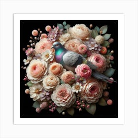 Bird In A Flower Arrangement Art Print