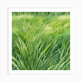 Watercolor Green Grass 1 Art Print