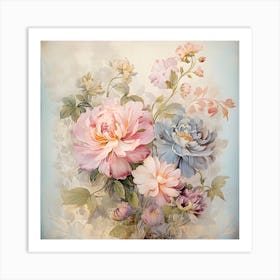 Vintage Pastel Flowers 18 Art Print