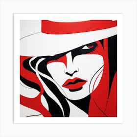 Lady In Red Hat 1 Art Print