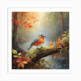 lovely Bird In The Forest Art Print