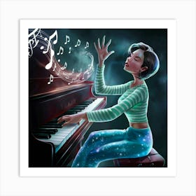 Girl Playing Piano Art Print