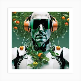 Robot With Headphones 10 Art Print