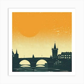 A Prague With Charles Bridge Minimal Illustratio 1720467905 4 Art Print