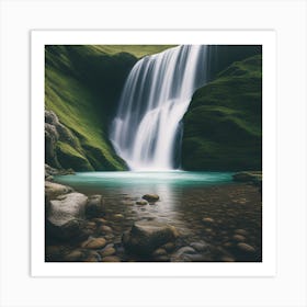 Waterfall In Iceland Art Print