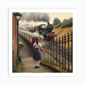 Girl On The Steps Art Print