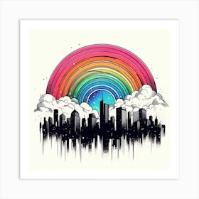 Rainbow City Skyline Art Print