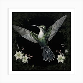 Ohara Koson Inspired Bird Painting Hummingbird 3 Square Art Print