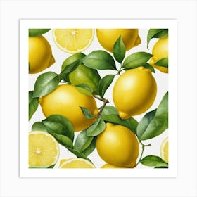 Lemons Seamless Pattern Art Print