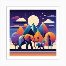 The Eternal Explorers Elephants Art Print