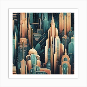 Deco Cityscape 3 Art Print