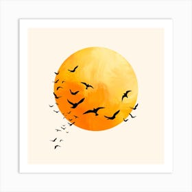 Sun And Bird Design Art Print