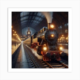 Train Station At Night Art Print