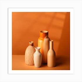 the Beauty of Modern Vases in This Stunning Close-Up Arrangement Art Print