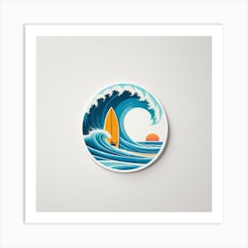 Surfboard On A Wave Art Print